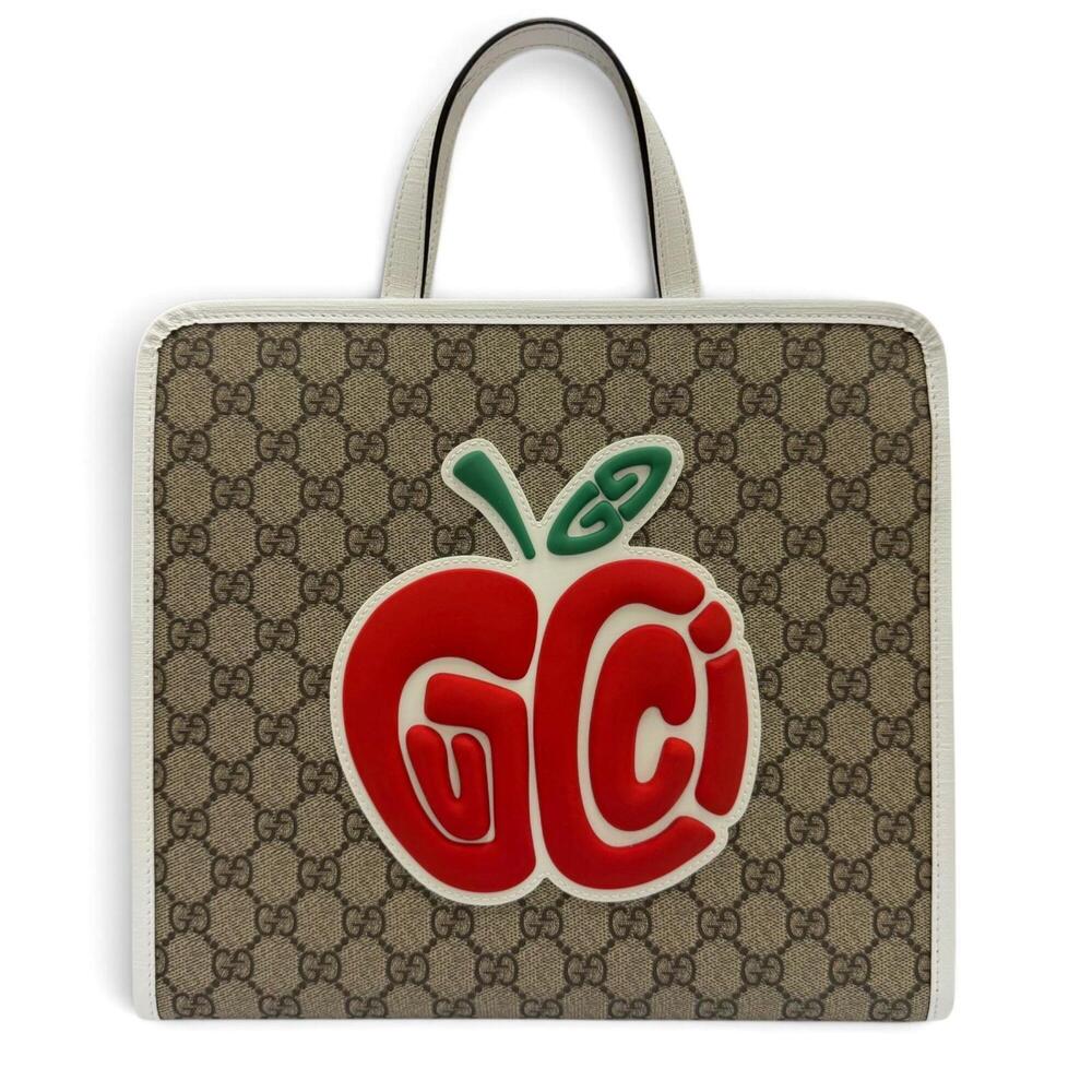 GUCCI 605614 GG Supreme Children's Rubber Apple Handbag Tote Bag Beige White ...